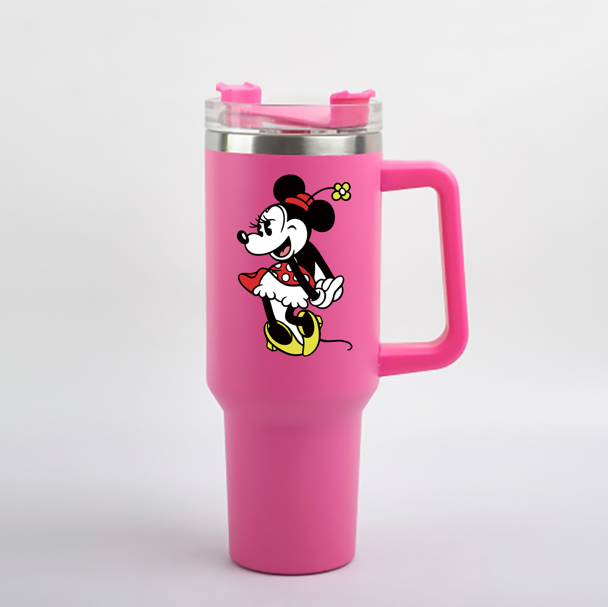 （画像用） ミッキーマウス Mickey Mouse 1200mL車用タンブラー - クリスタルステッカー（プラスチックストロー付き）